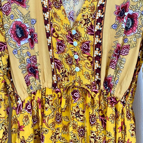 Long Sleeve Yellow Floral Maxi Dress from Shein with Purple Detail - Picture 8 of 14